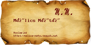 Málics Máté névjegykártya