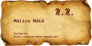 Málics Máté névjegykártya